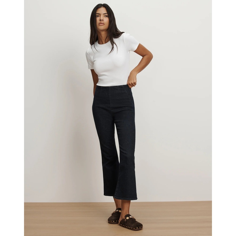 Carson Ankle Flare Veronica Beard 31 High Rise Black Stretch Denim Jeans